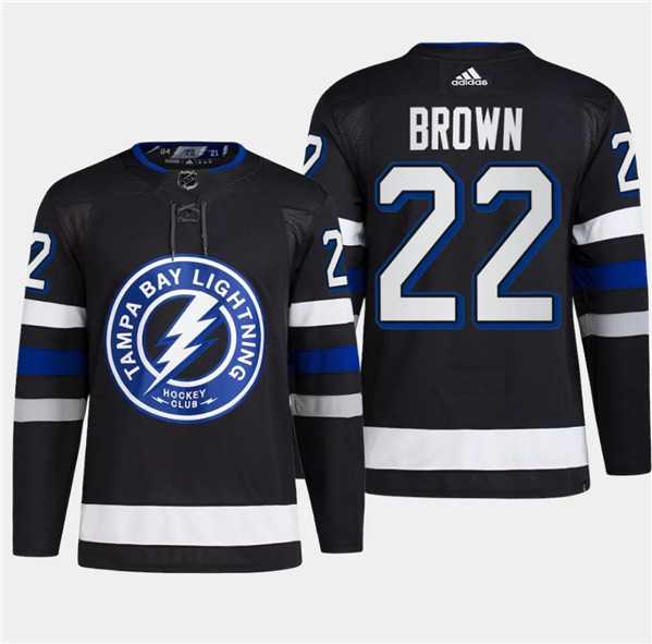 Men%27s Tampa Bay Lightning #22 Logan Brown Black 2024 Stadium Series Stitched Jersey Dzhi
